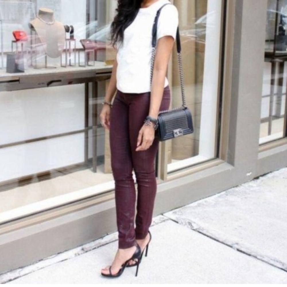 Articles of Society Sarah Release Hem Red Coated Mid Rise Ankle Crop Jeans 29
